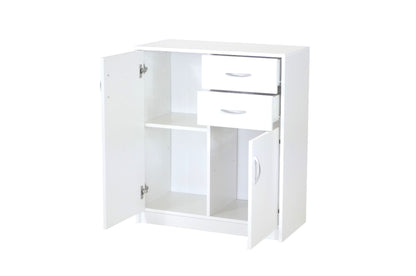 Kommode mit 2 Schubladen, schmal in weiß, Highboard Sideboard Mehrzweckschrank Schrank Schlafzimmer