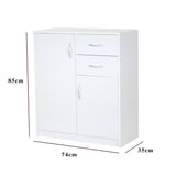 Kommode mit 2 Schubladen, schmal in weiß, Highboard Sideboard Mehrzweckschrank Schrank Schlafzimmer