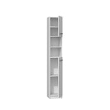 Badschrank Hochschrank Badregal 32 x 183 x 30 cm (B x H x T) weiß aus MDF-Holz insgesamt 6 Fächer & 2 Türen