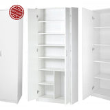 Armoire armoire polyvalente avec amortisseur de porte SOFT CLOSE (en option) blanc 74 cm largeur 180 cm hauteur avec quatre ou six étagères, classeur organisateur d'armoire domestique en bois MDF