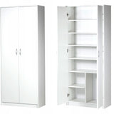 Armoire armoire polyvalente avec amortisseur de porte SOFT CLOSE (en option) blanc 74 cm largeur 180 cm hauteur avec quatre ou six étagères, classeur organisateur d'armoire domestique en bois MDF