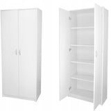 Armoire armoire polyvalente avec amortisseur de porte SOFT CLOSE (en option) blanc 74 cm largeur 180 cm hauteur avec quatre ou six étagères, classeur organisateur d'armoire domestique en bois MDF