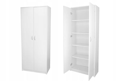 Armoire armoire polyvalente avec amortisseur de porte SOFT CLOSE (en option) blanc 74 cm largeur 180 cm hauteur avec quatre ou six étagères, classeur organisateur d'armoire domestique en bois MDF