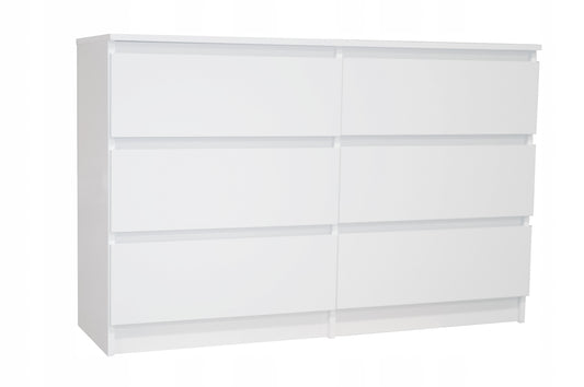 Kommode weiß mit sechs Schubladen, Schlafzimmer Flur, Schrank, Sideboard, Highboard, Breite 100 oder 120 cm Höhe 77cm