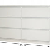 Kommode weiß mit sechs Schubladen, Schlafzimmer Flur, Schrank, Sideboard, Highboard, Breite 100 oder 120 cm Höhe 77cm
