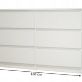 Kommode weiß mit sechs Schubladen, Schlafzimmer Flur, Schrank, Sideboard, Highboard, Breite 100 oder 120 cm Höhe 77cm