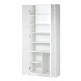 Armoire polyvalente armoire de ménage armoire à balais blanc 74 cm largeur 180 cm hauteur avec étagères et compartiment supplémentaire, organisateur d'armoire en bois MDF
