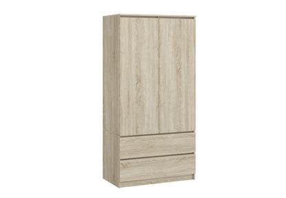 Armoire penderie 180 cm hauteur 90 cm largeur avec 2 tiroirs, 3 étagères et tringle à vêtements Organisateur d'armoire domestique en bois MDF extensible jusqu'à 235 cm de hauteur