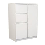 Kommode mit 3 Schubladen und 1 Tür 80x75x40 cm (B/H/T) schmal in weiß, Highboard Sideboard Mehrzweckschrank Schrank Schlafzimmer