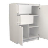 Kommode mit 3 Schubladen und 1 Tür 80x75x40 cm (B/H/T) schmal in weiß, Highboard Sideboard Mehrzweckschrank Schrank Schlafzimmer