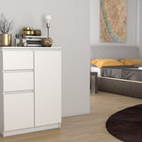 Kommode mit 3 Schubladen und 1 Tür 80x75x40 cm (B/H/T) schmal in weiß, Highboard Sideboard Mehrzweckschrank Schrank Schlafzimmer