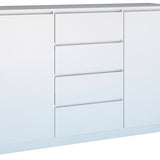 Kommode mit 3 oder 4 Schubladen und 2 Türen schmal in weiß, Highboard Sideboard Mehrzweckschrank Schrank Schlafzimmer