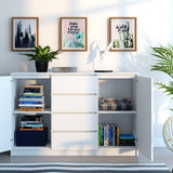 Kommode mit 3 oder 4 Schubladen und 2 Türen schmal in weiß, Highboard Sideboard Mehrzweckschrank Schrank Schlafzimmer