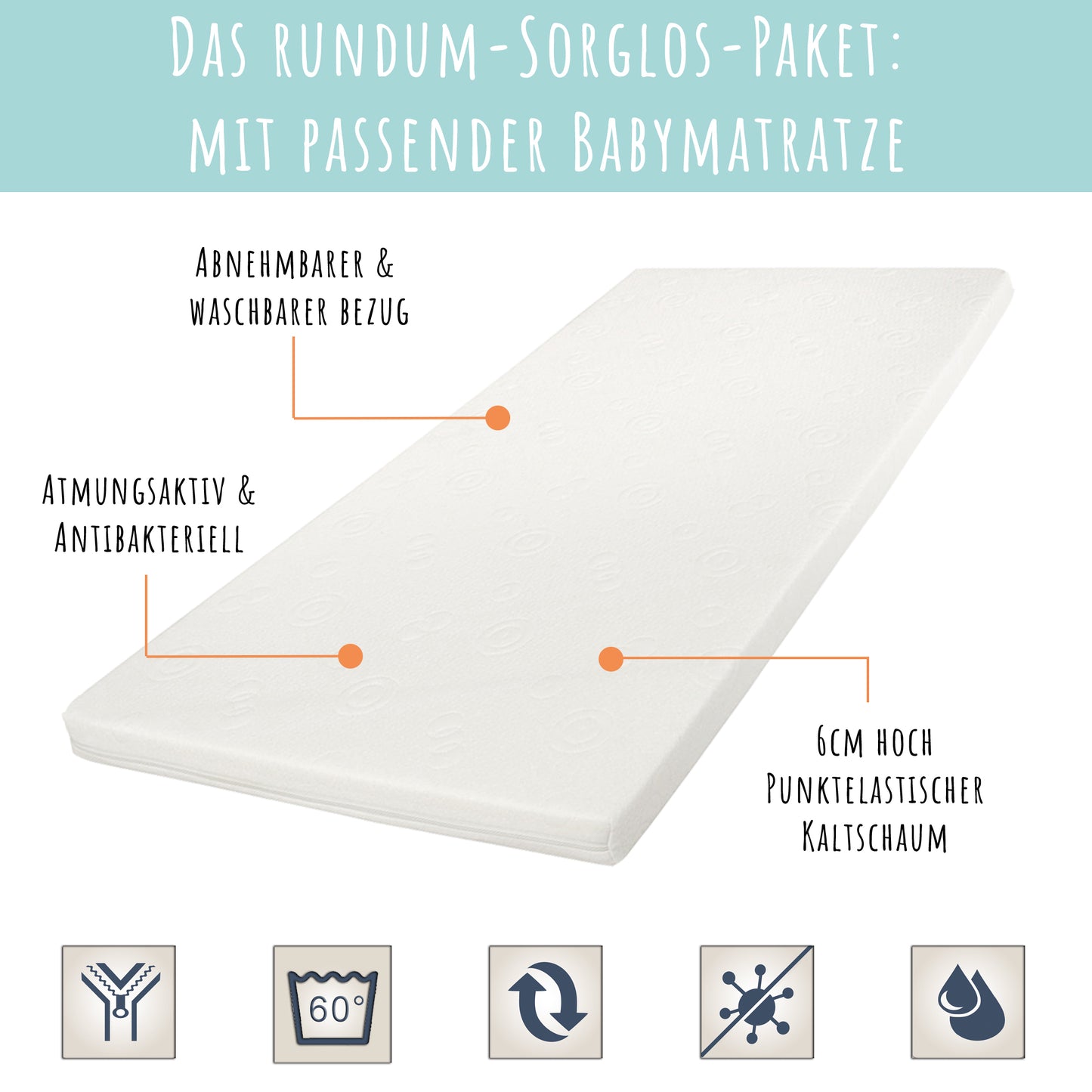 Babybett Kinderbett Gitterbett 60x120 | 70 x 140 cm höhenverstellbar & herausnehmbare Sprossen, optional mit Schublade und Matratze | Buchenholz weiss oder natur sehr stabil Made in Europe