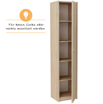 Armoire polyvalente, 40 cm de largeur et 180 cm de hauteur avec quatre étagères, armoire de rangement étroite en bois MDF