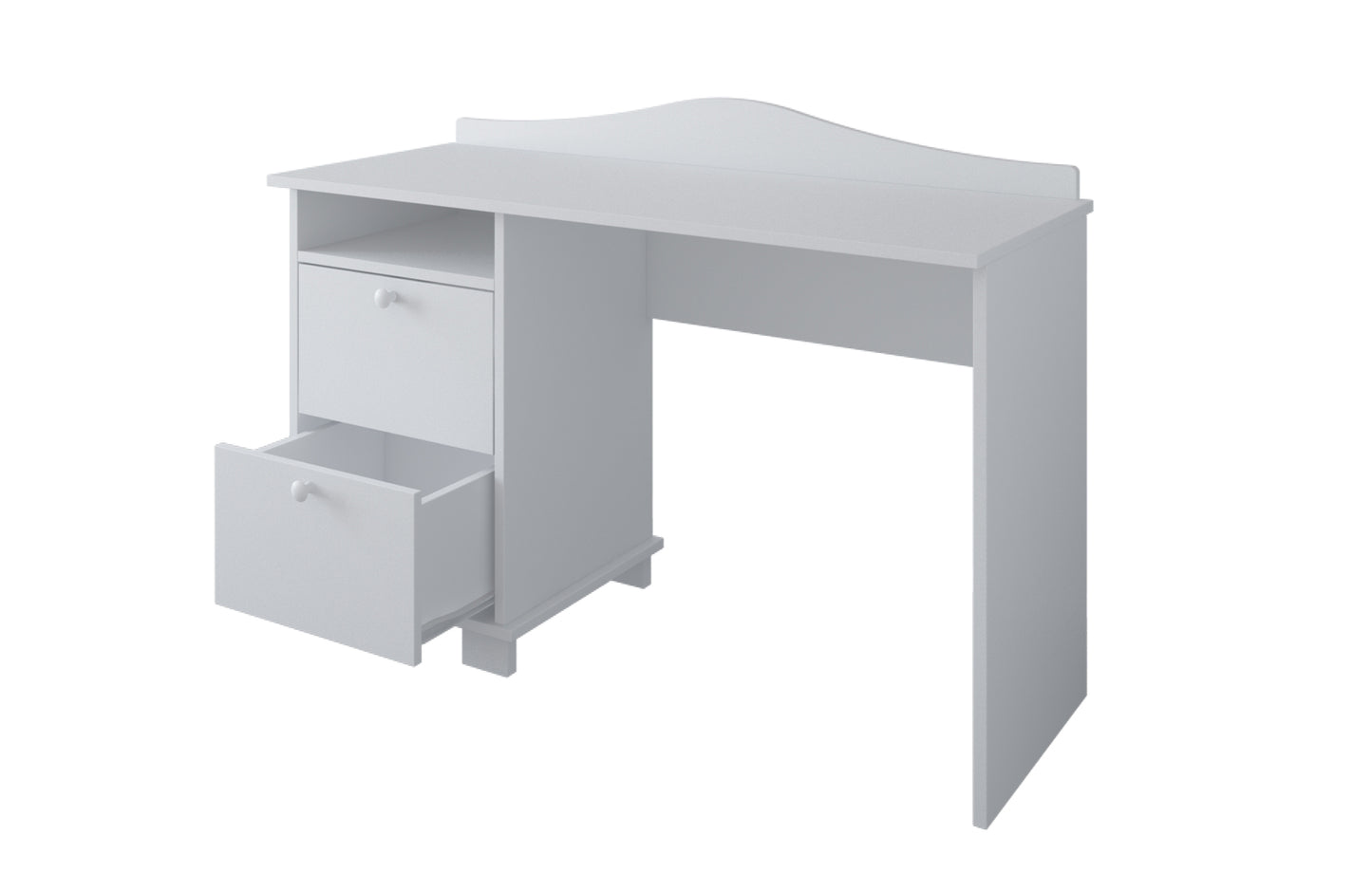 Bureau, bureau pour enfants avec hauteur de travail de 74 cm et deux tiroirs et compartiment de rangement en blanc, rose ou bleu Fabriqué en Europe