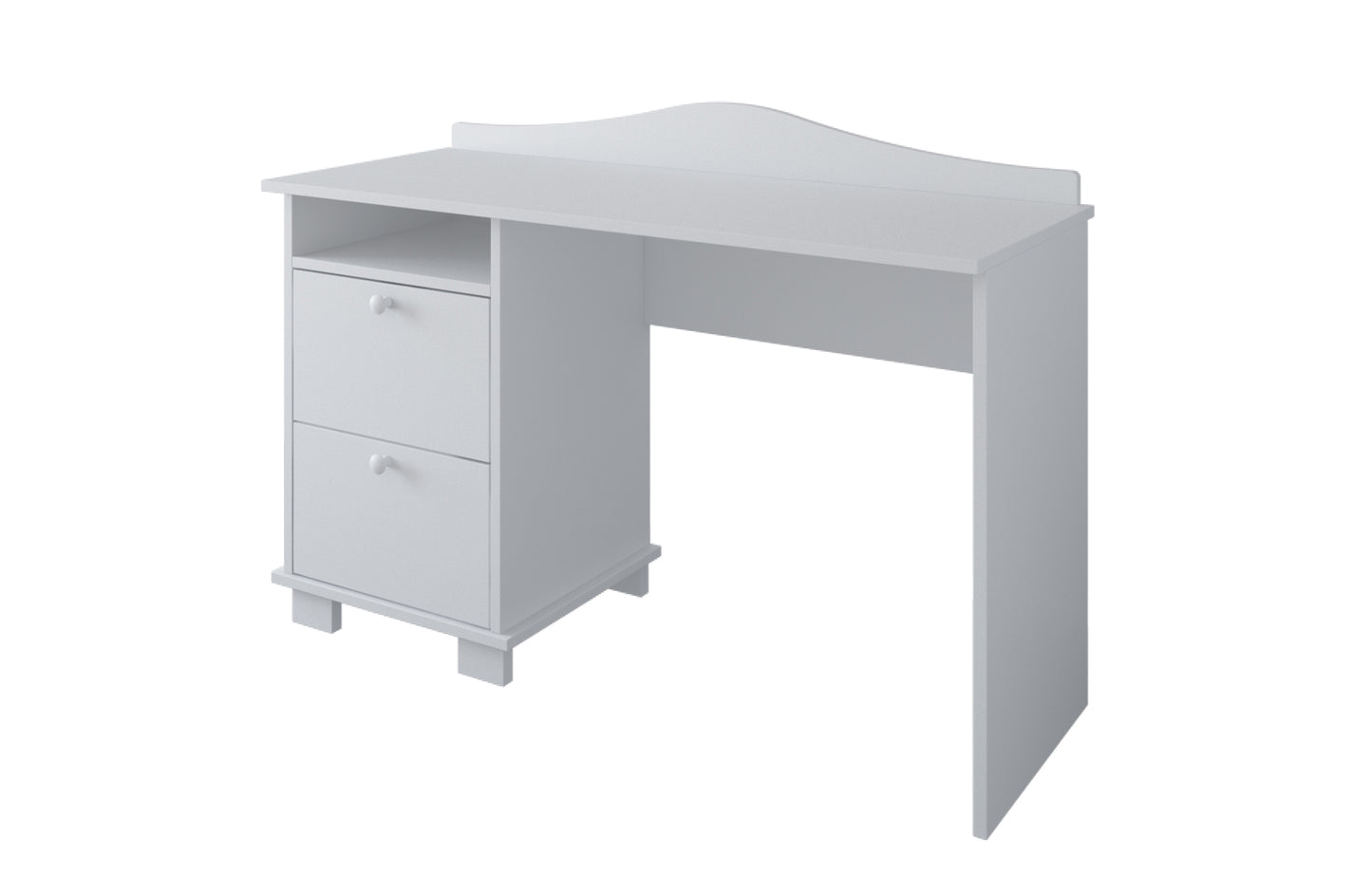 Bureau, bureau pour enfants avec hauteur de travail de 74 cm et deux tiroirs et compartiment de rangement en blanc, rose ou bleu Fabriqué en Europe