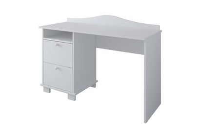 Bureau, bureau pour enfants avec hauteur de travail de 74 cm et deux tiroirs et compartiment de rangement en blanc, rose ou bleu Fabriqué en Europe